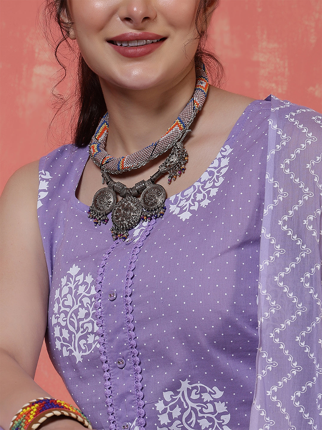 Purple Printed Kurta Set with Dupatta for Women | LASVINI - Redefining Indian Fashion with Elegance