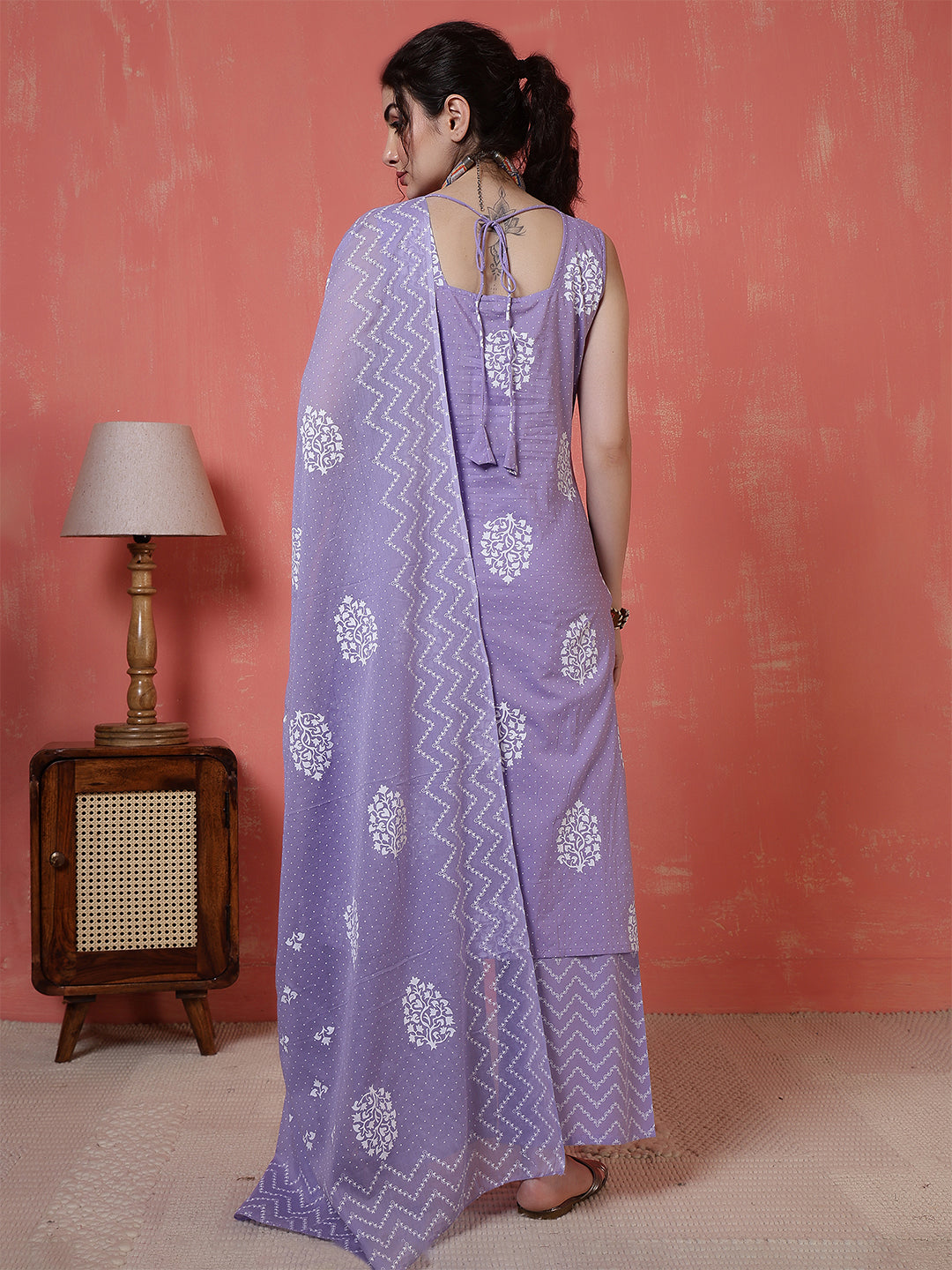 Purple Printed Kurta Set with Dupatta for Women | LASVINI - Redefining Indian Fashion with Elegance