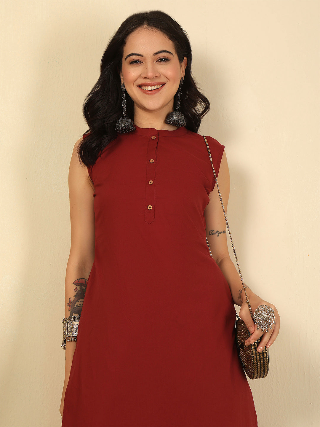 Marron Solid Kurta Set for Women | LASVINI - Redefining Indian Fashion with Elegance