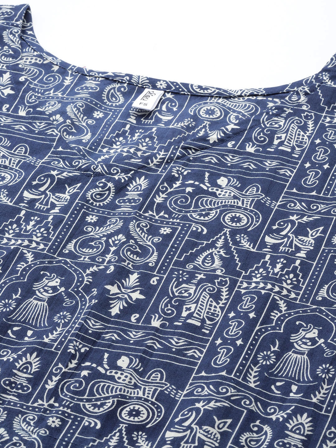 Blue Printed Kaftan Kurta for Women | LASVINI - Redefining Indian Fashion with Elegance