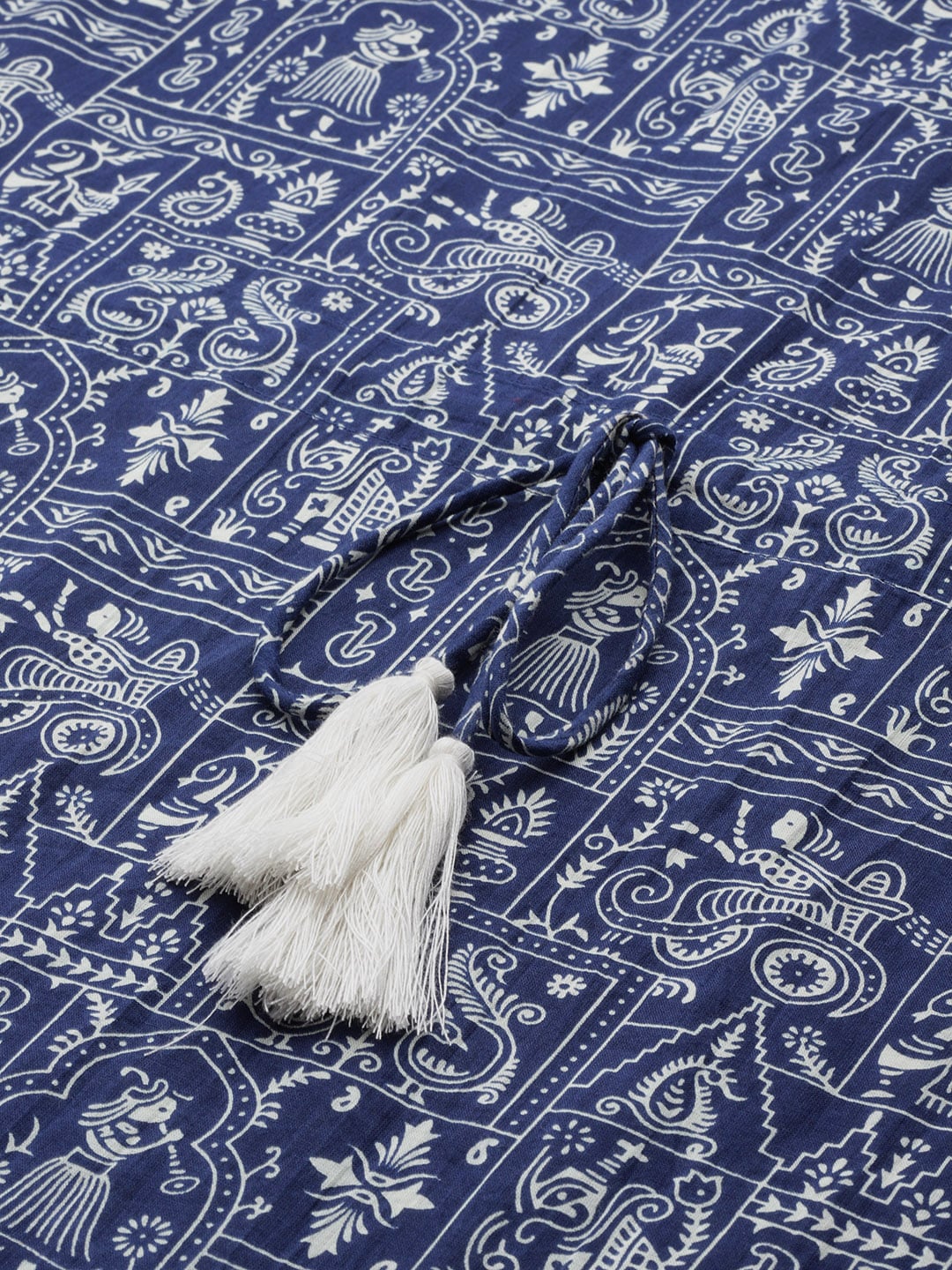 Blue Printed Kaftan Kurta for Women | LASVINI - Redefining Indian Fashion with Elegance