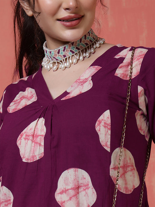 Maroon Printed Co-Ord Set for Women | LASVINI - Redefining Indian Fashion with Elegance