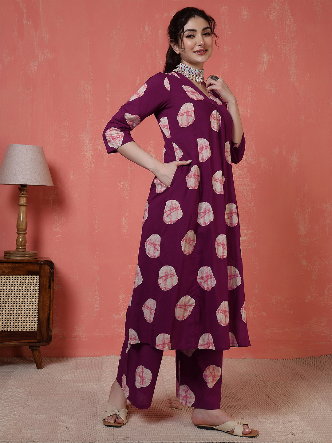 Maroon Printed Co-Ord Set for Women | LASVINI - Redefining Indian Fashion with Elegance