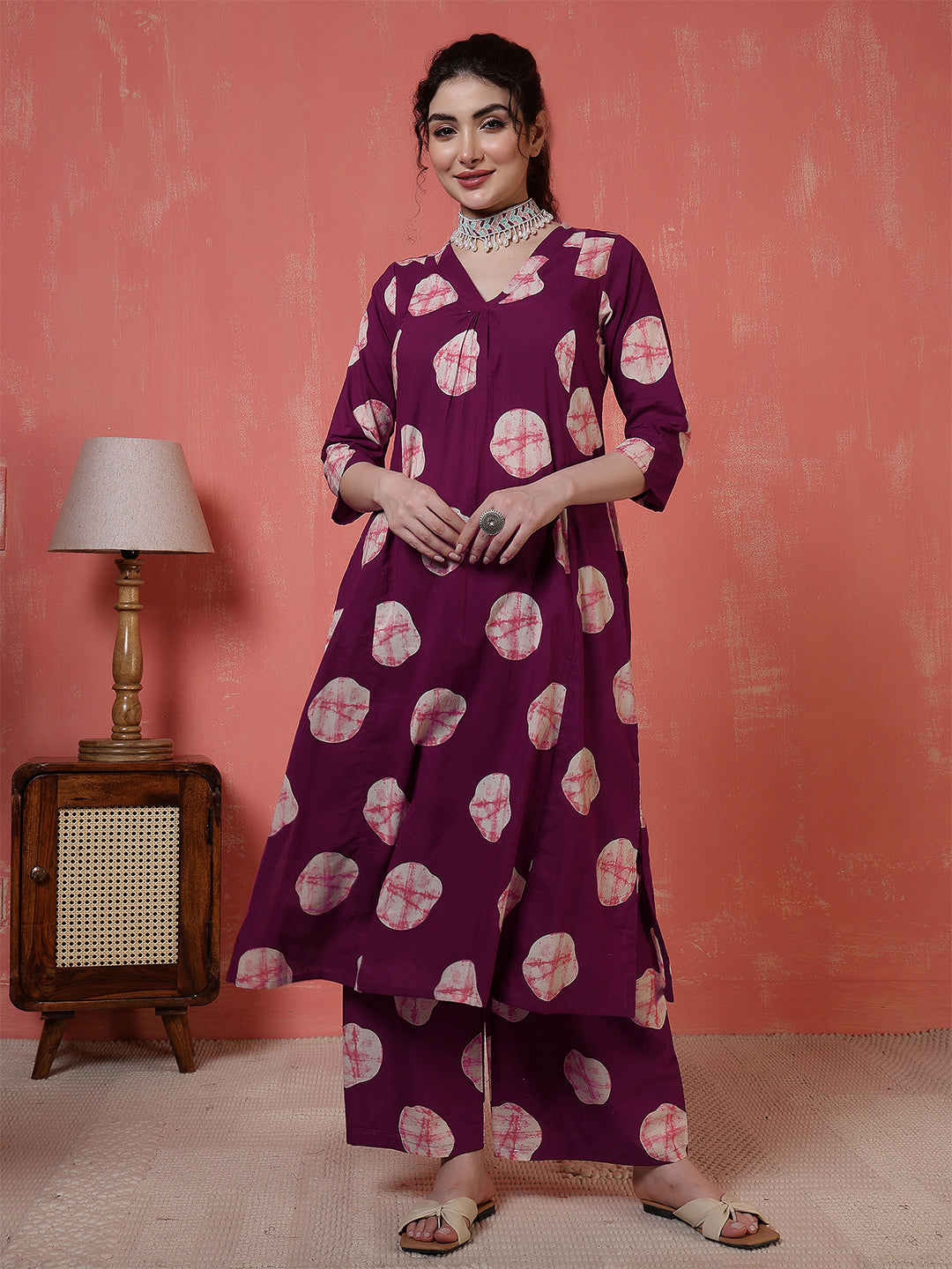 Maroon Printed Co-Ord Set for Women | LASVINI - Redefining Indian Fashion with Elegance