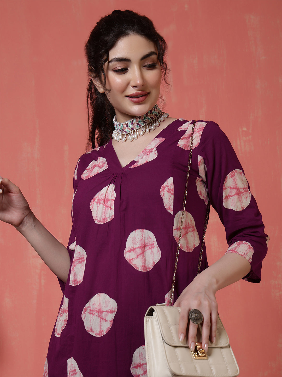 Maroon Printed Co-Ord Set for Women | LASVINI - Redefining Indian Fashion with Elegance