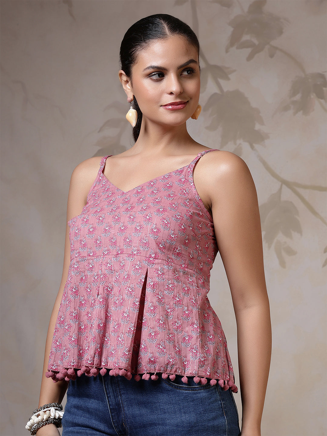 Women Mauve Printed Top | LASVINI - Redefining Indian Fashion with Elegance