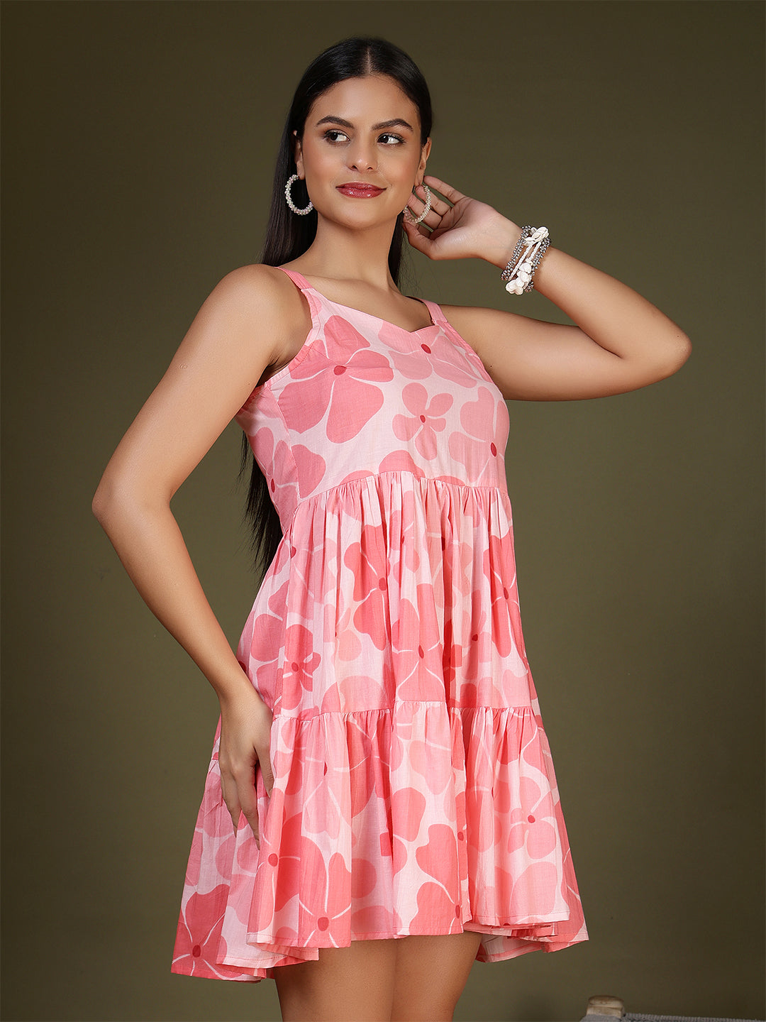 Pink Printed Dress for Women | LASVINI - Redefining Indian Fashion with Elegance