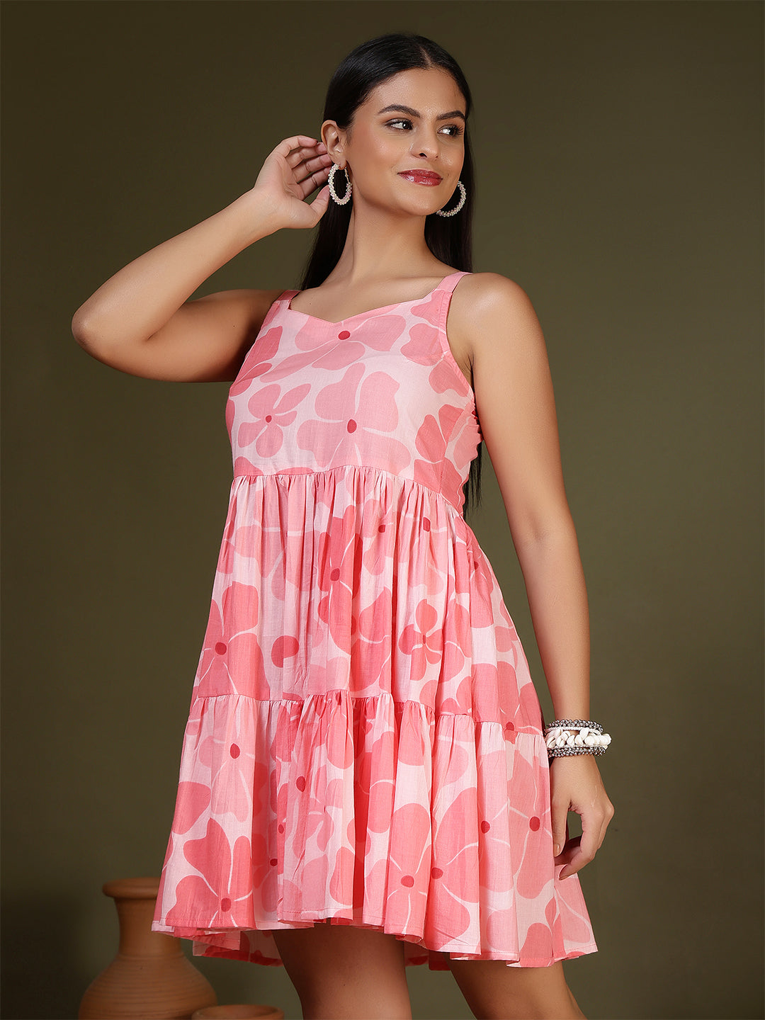 Pink Printed Dress for Women | LASVINI - Redefining Indian Fashion with Elegance