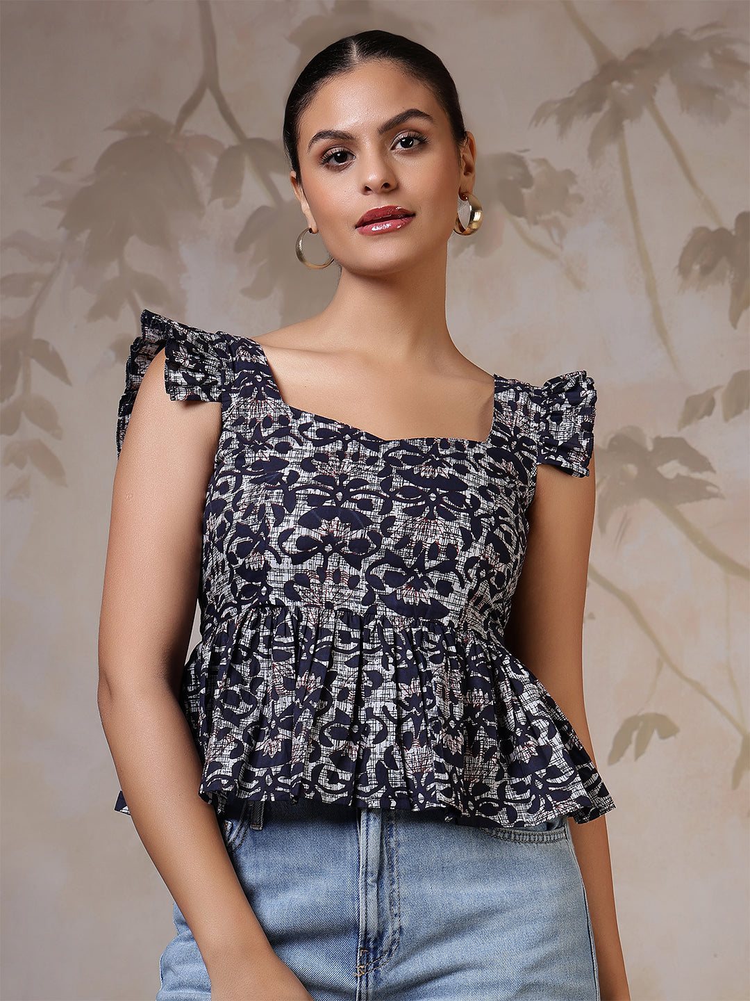 Women Blue Printed Top | LASVINI - Redefining Indian Fashion with Elegance