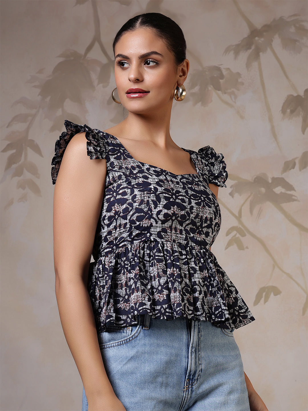 Women Blue Printed Top | LASVINI - Redefining Indian Fashion with Elegance
