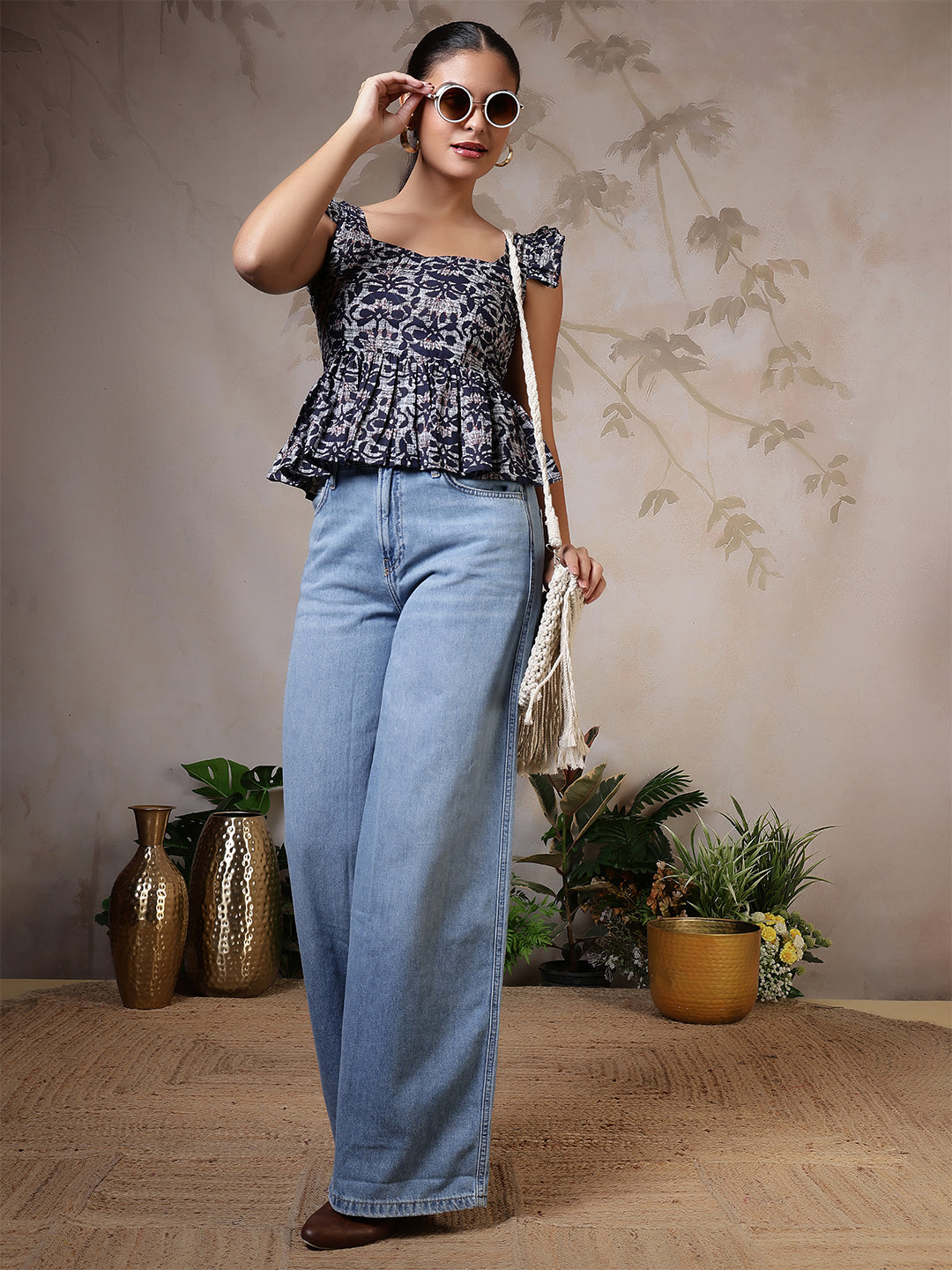 Women Blue Printed Top | LASVINI - Redefining Indian Fashion with Elegance