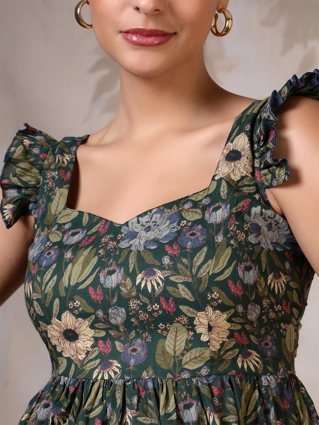 Women Green Printed Top | LASVINI - Redefining Indian Fashion with Elegance