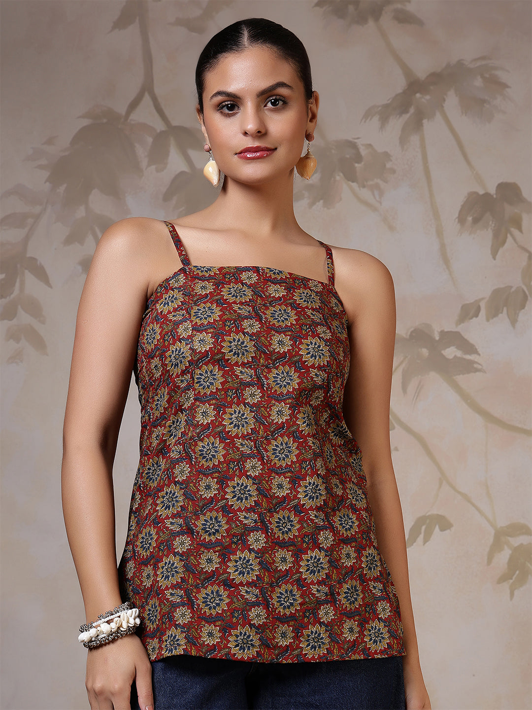 Women Rust Printed Straight Tunic | LASVINI - Redefining Indian Fashion with Elegance
