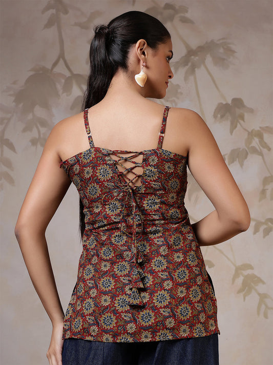 Women Rust Printed Straight Tunic | LASVINI - Redefining Indian Fashion with Elegance