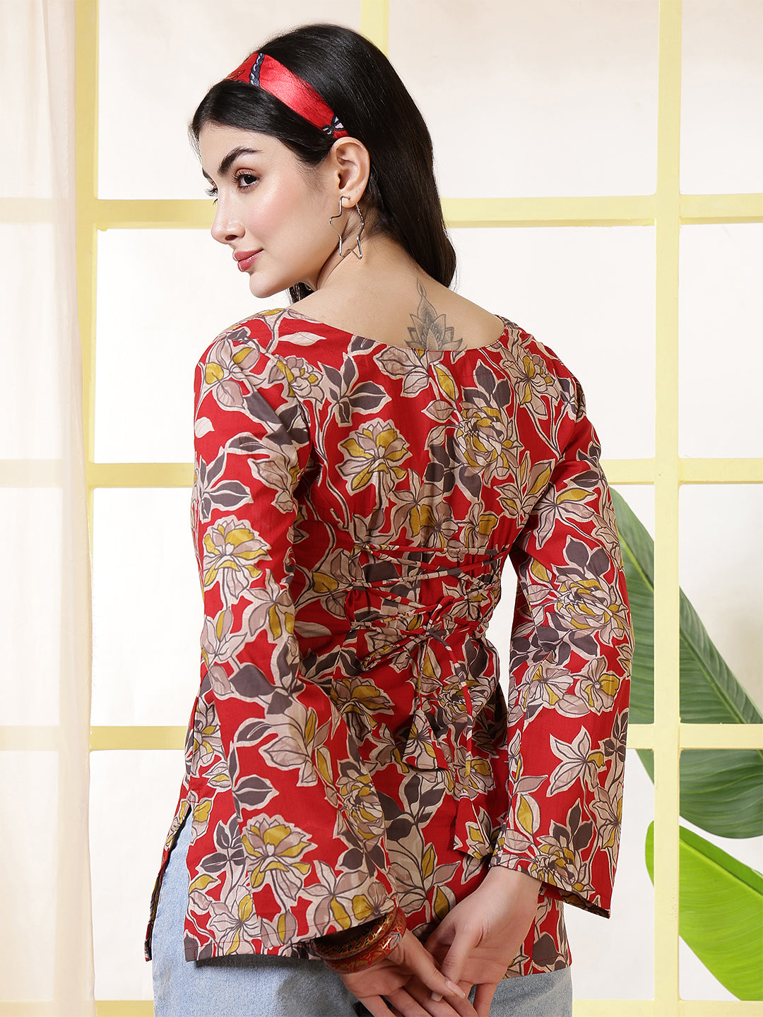 Women Red Printed Straight Tunic | LASVINI - Redefining Indian Fashion with Elegance