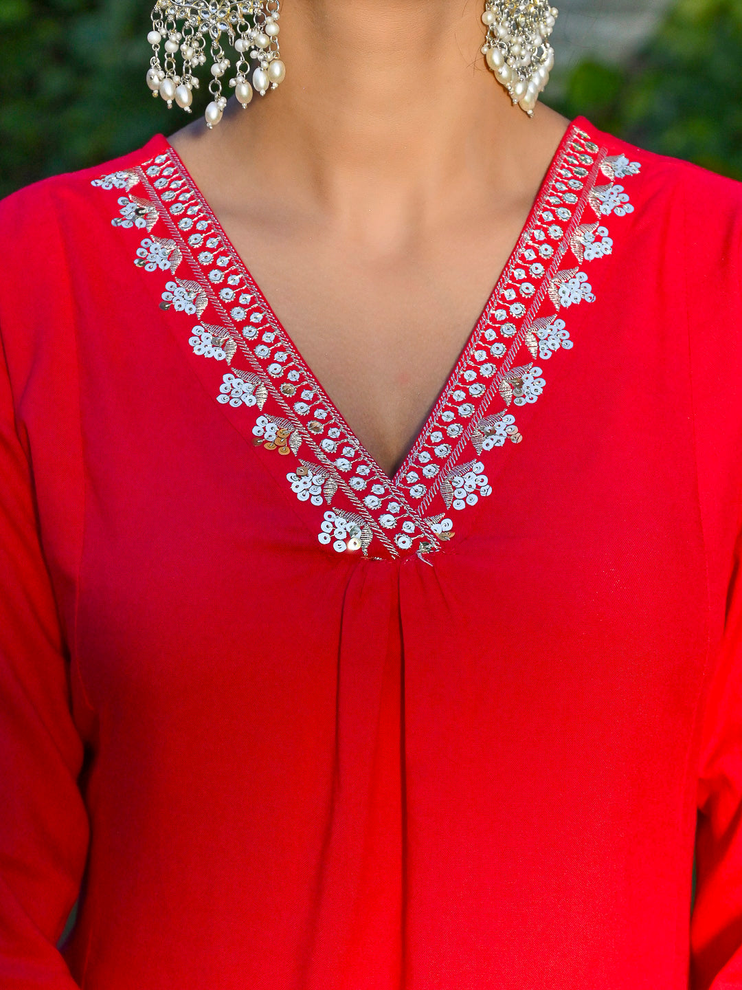 Magenta Pink Embroidered Kurta With Palazzo And Organza Dupatta | LASVINI - Redefining Indian Fashion with Elegance