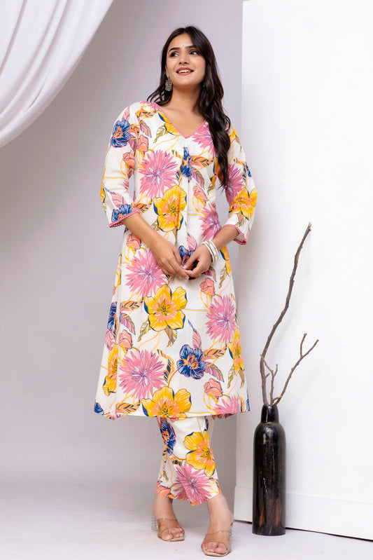 Multicolor Floral Printed Co-Ord Set for Women | LASVINI - Redefining Indian Fashion with Elegance