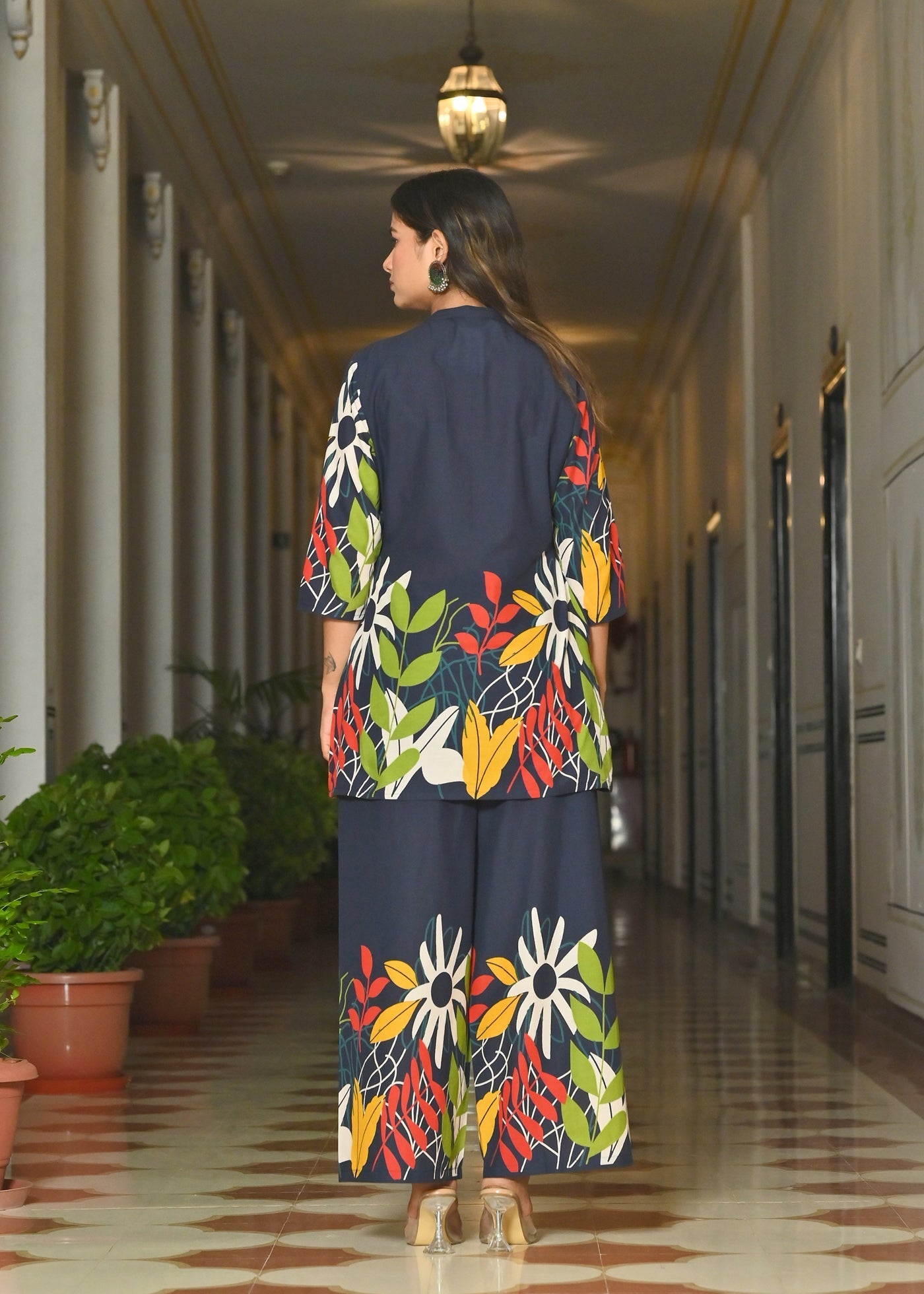 Blue Floral Printed Co-Ord Set for Women | LASVINI - Redefining Indian Fashion with Elegance