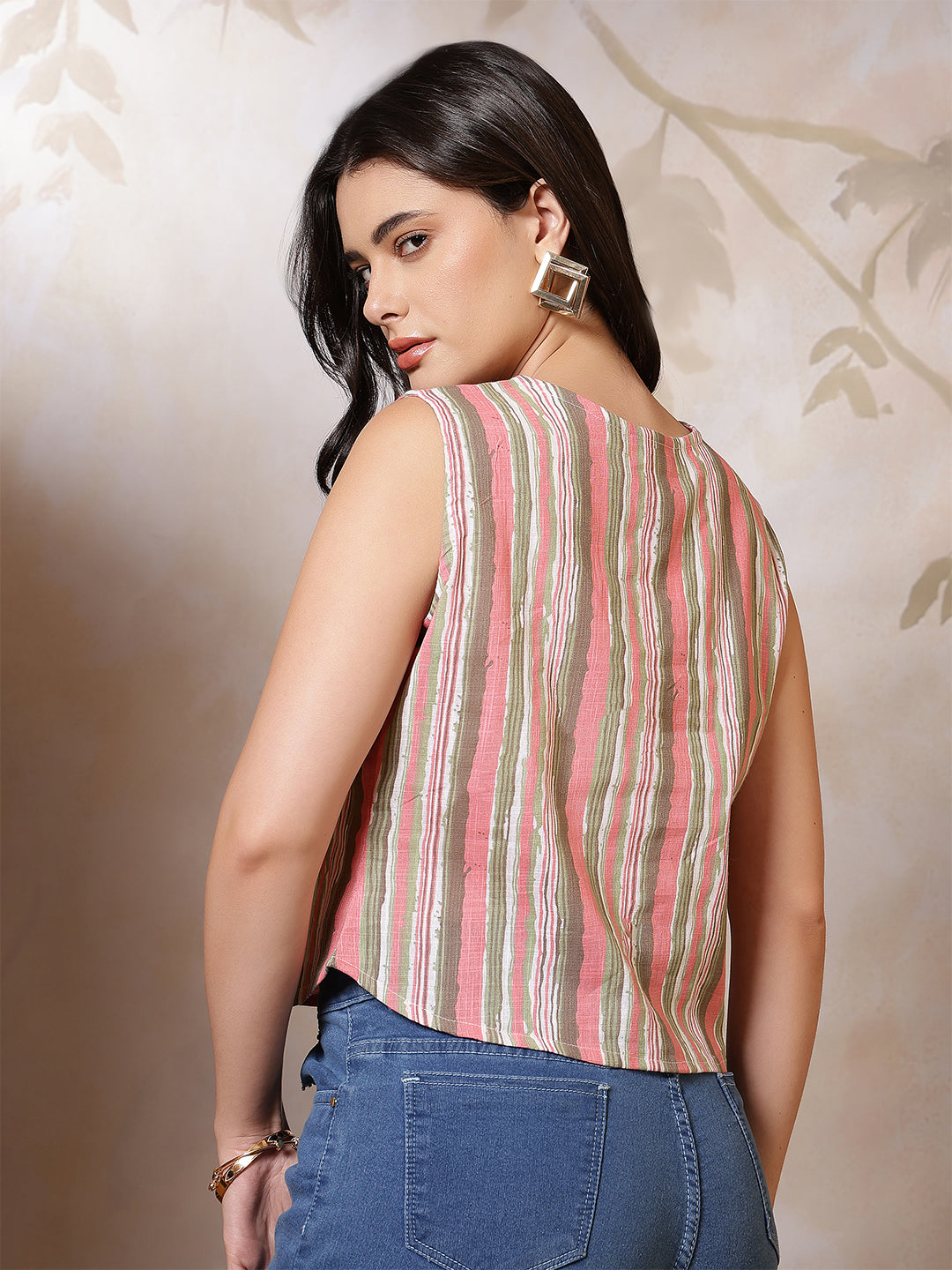 Multicolor Printed Straight Crop Top | LASVINI - Redefining Indian Fashion with Elegance