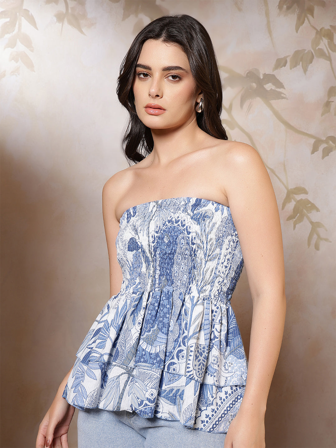 Women Blue Printed Top | LASVINI - Redefining Indian Fashion with Elegance