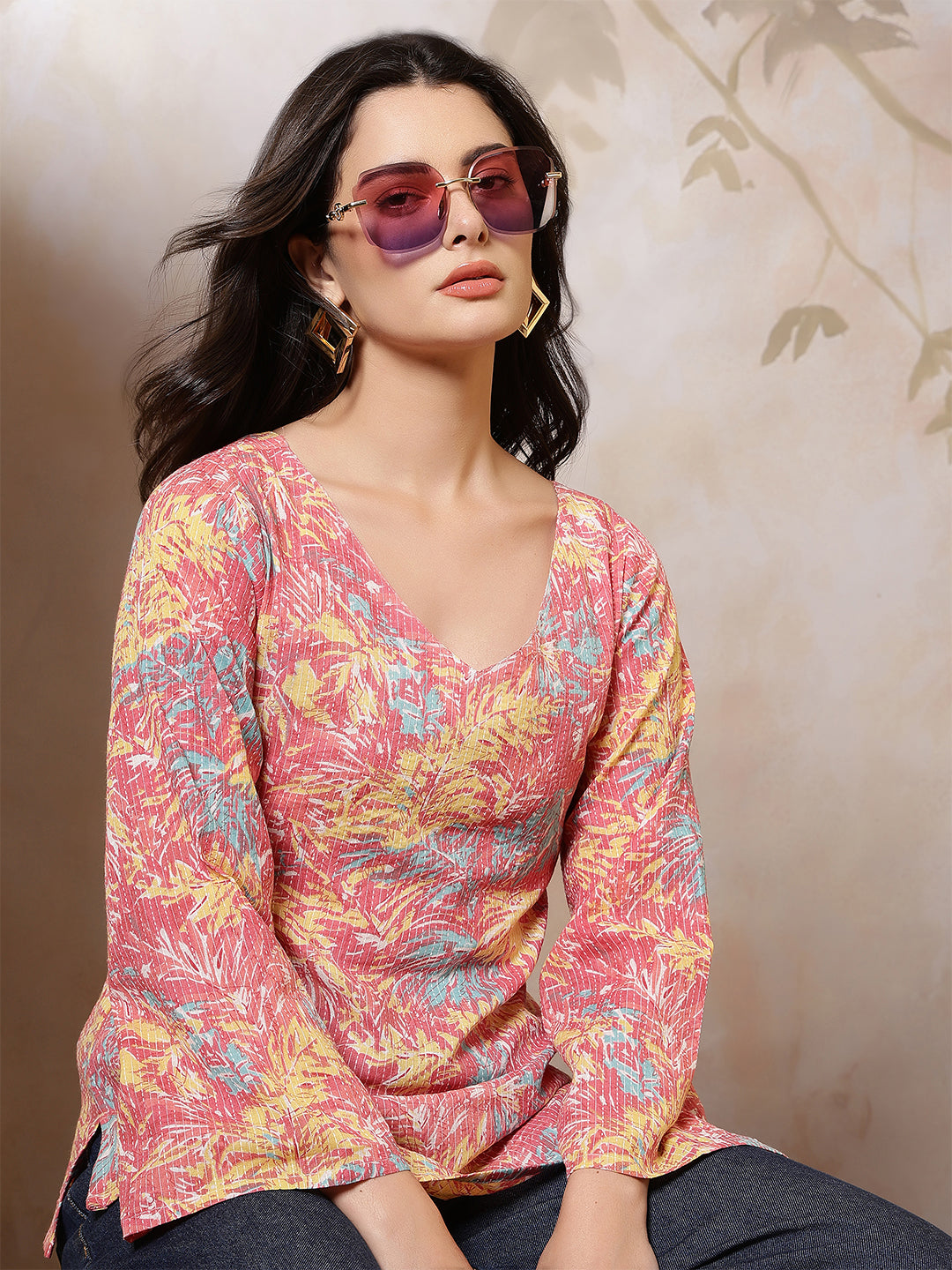 Women Multicolor Printed Straight Tunic | LASVINI - Redefining Indian Fashion with Elegance