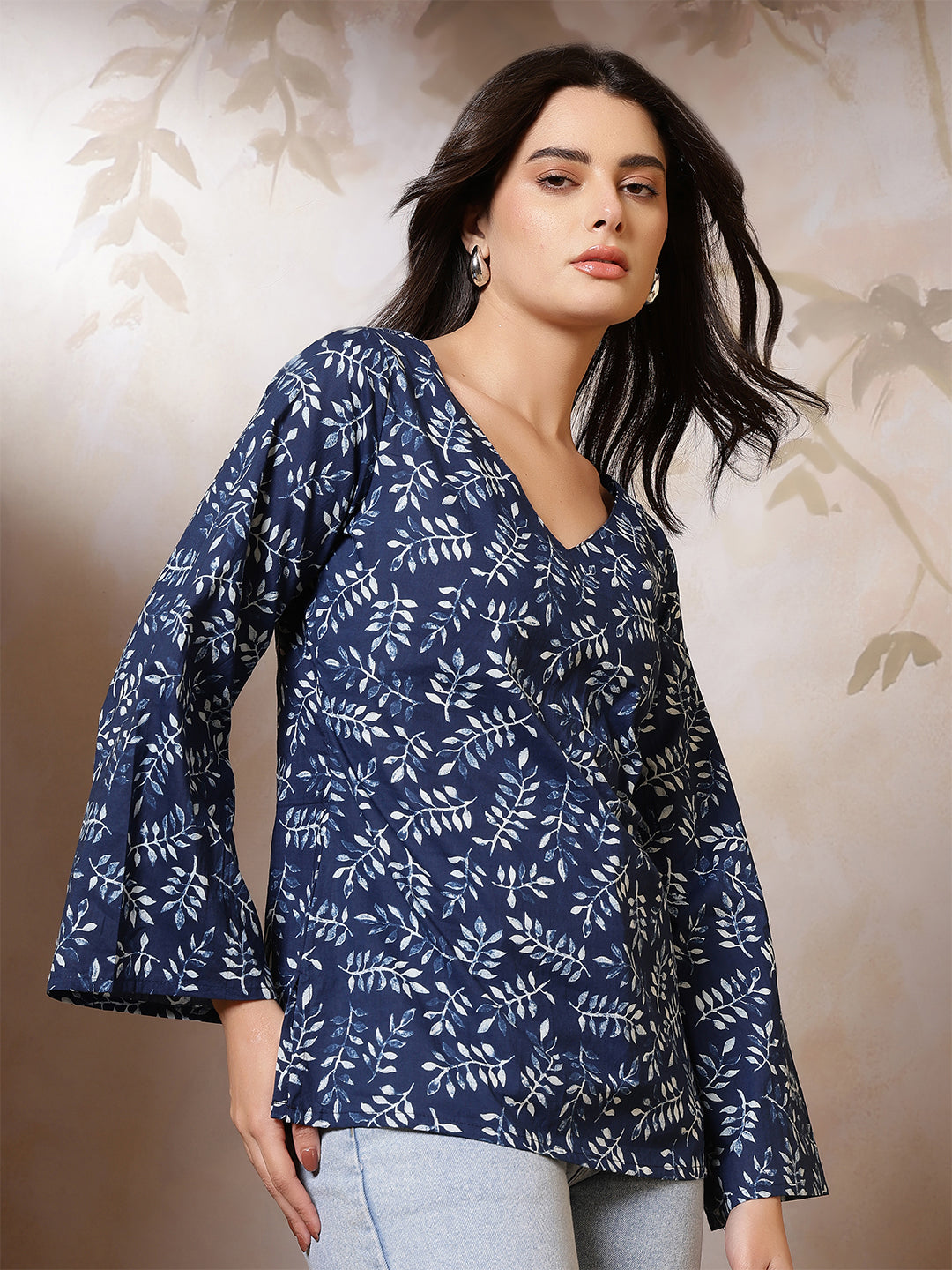 Women Blue Printed Straight Tunic | LASVINI - Redefining Indian Fashion with Elegance