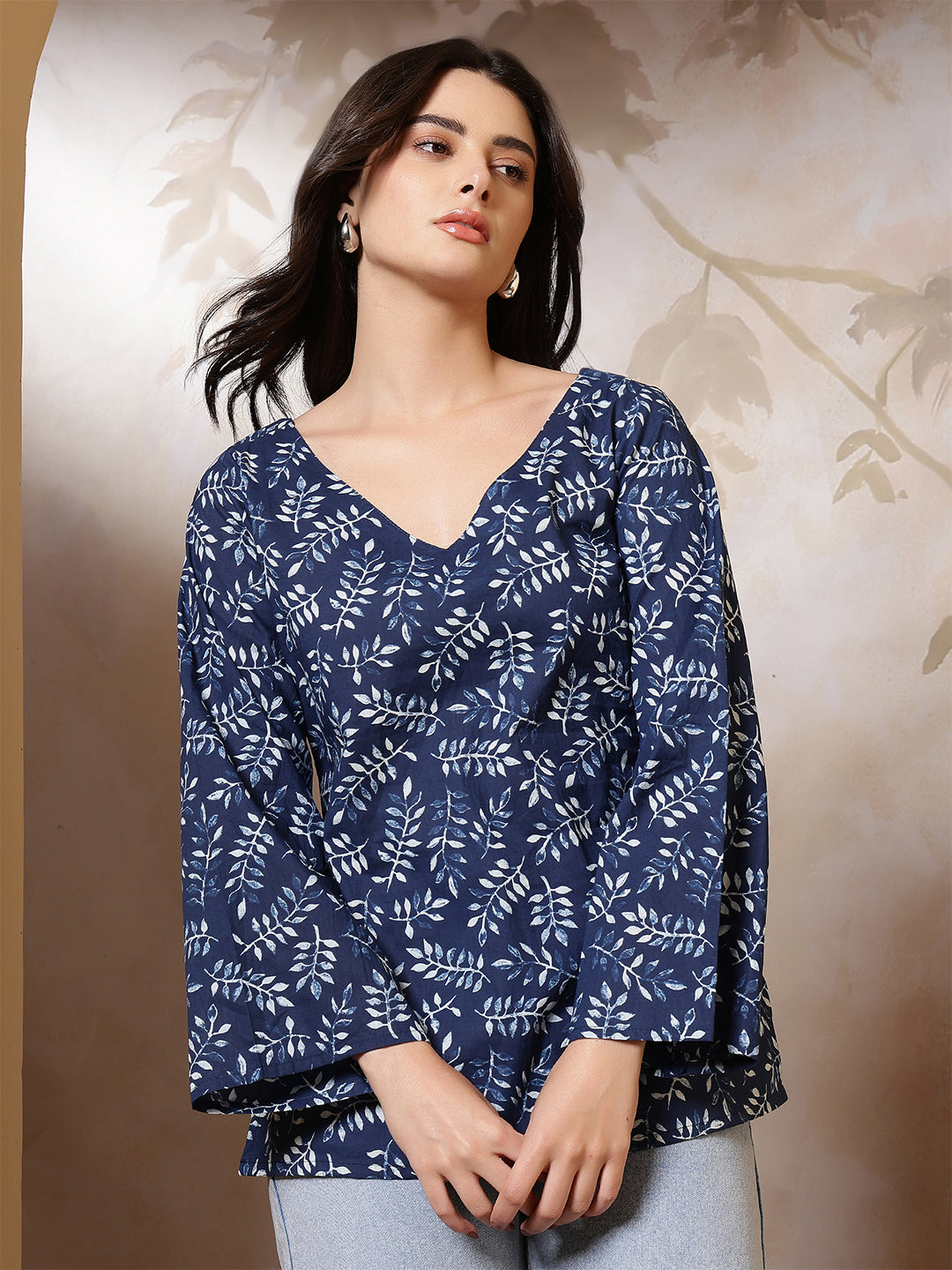 Women Blue Printed Straight Tunic | LASVINI - Redefining Indian Fashion with Elegance