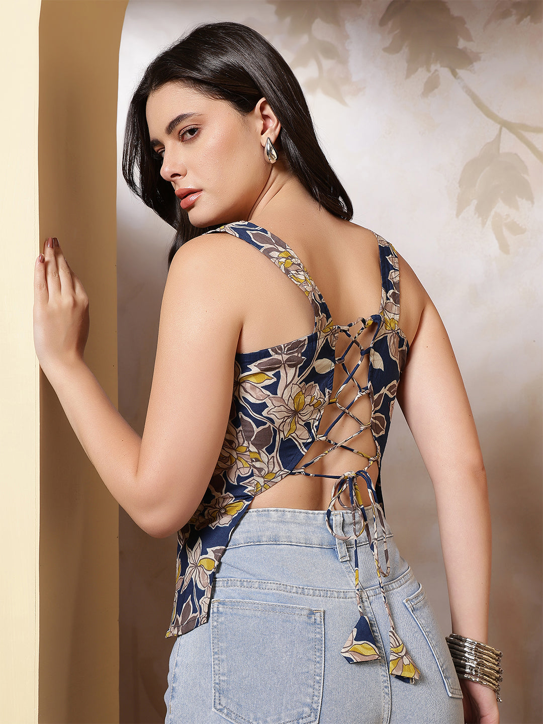Women Blue Printed Top | LASVINI - Redefining Indian Fashion with Elegance