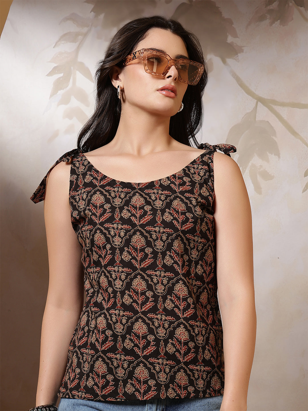 Women Black Printed Top | LASVINI - Redefining Indian Fashion with Elegance