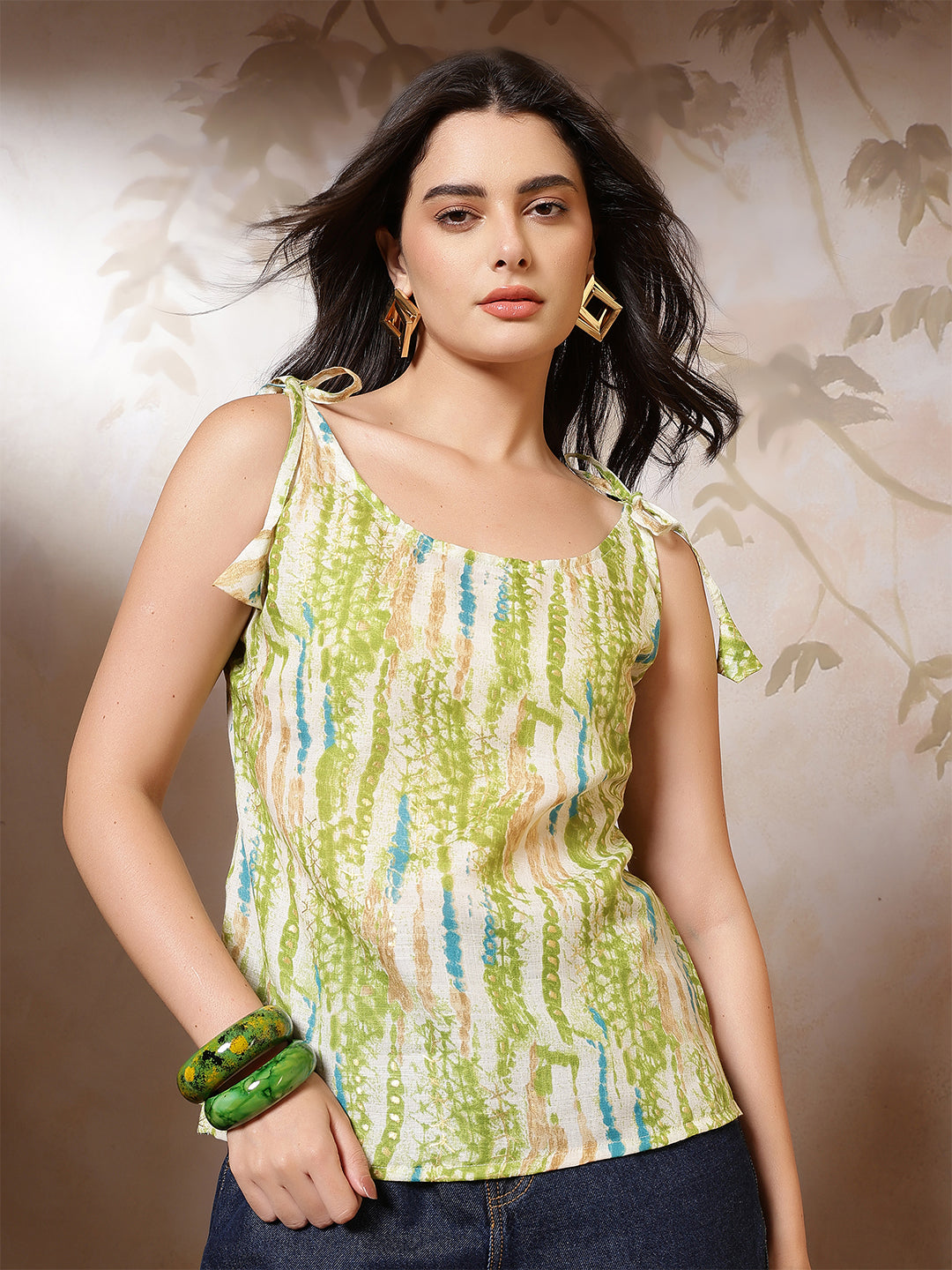 Women Green Printed Top | LASVINI - Redefining Indian Fashion with Elegance