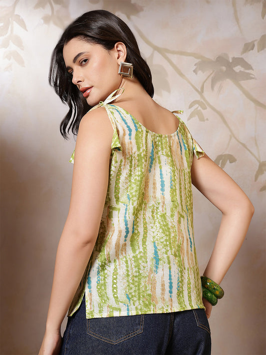 Women Green Printed Top | LASVINI - Redefining Indian Fashion with Elegance