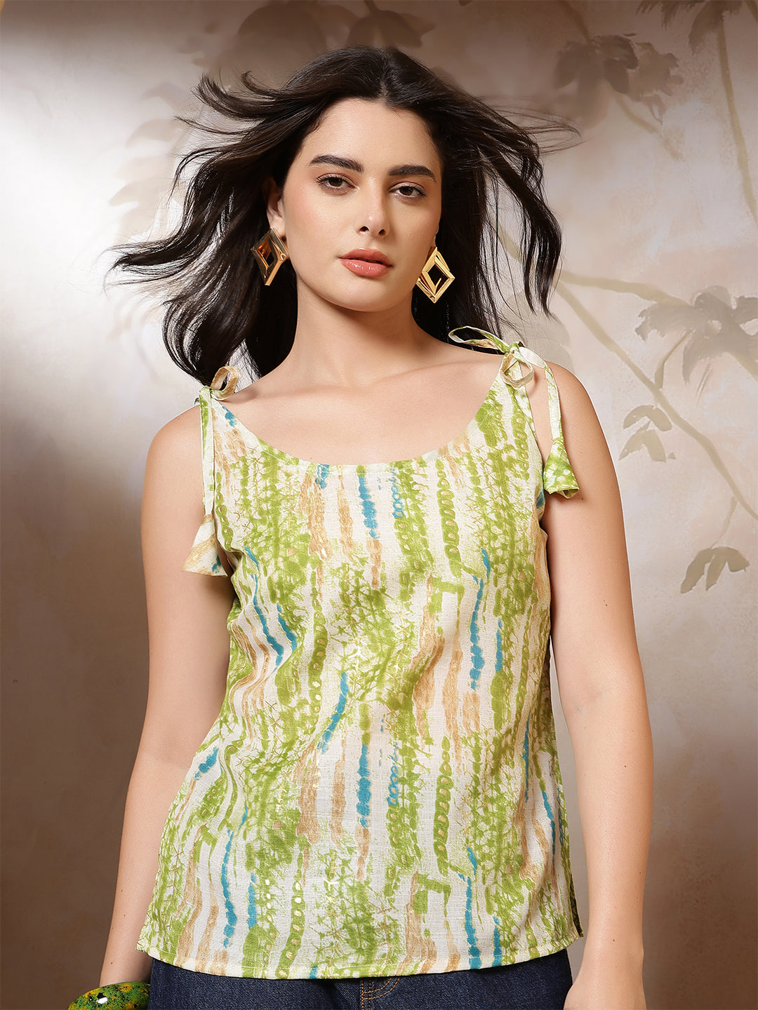 Women Green Printed Top | LASVINI - Redefining Indian Fashion with Elegance