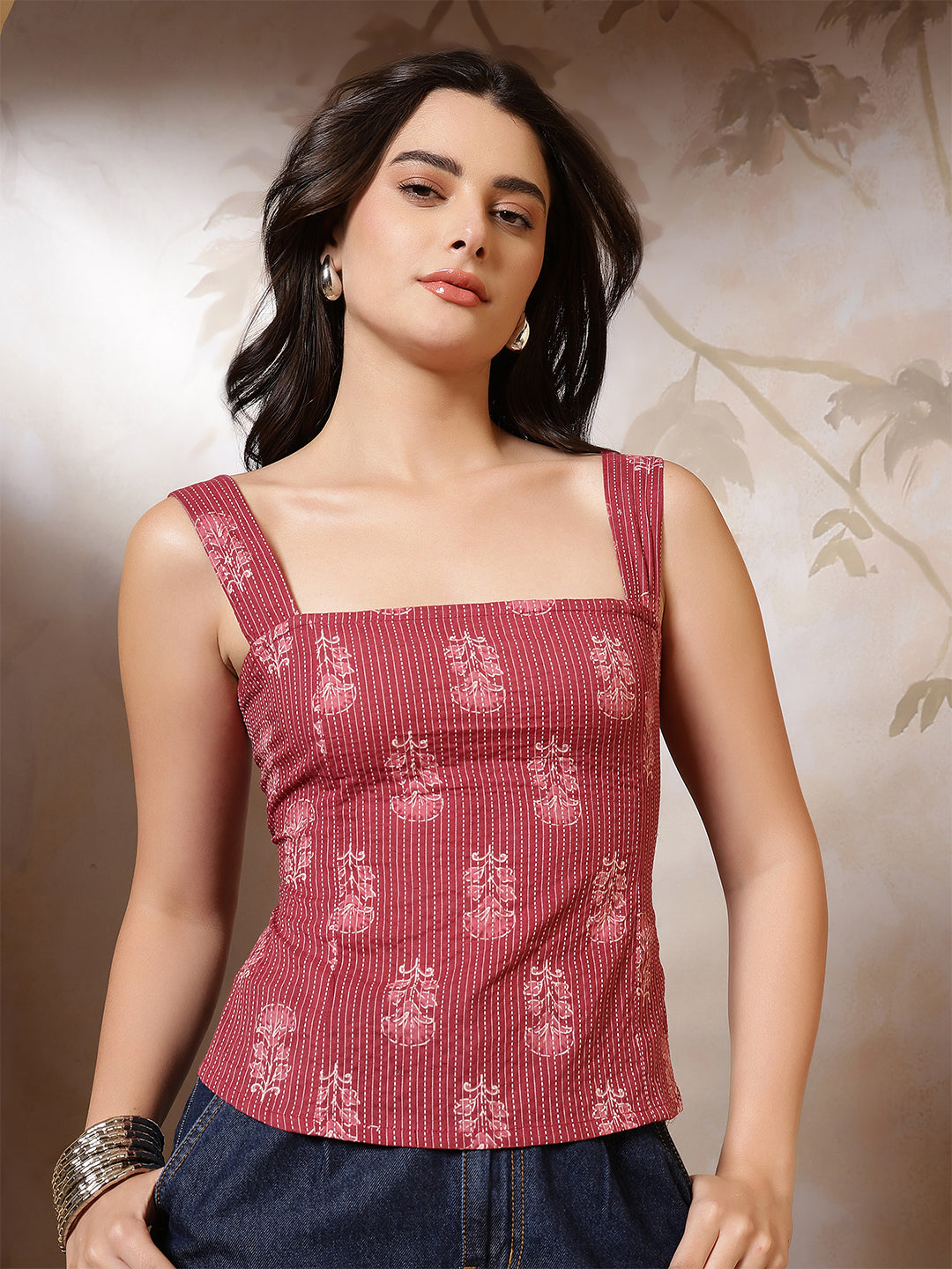 Women Mauve Printed Top | LASVINI - Redefining Indian Fashion with Elegance