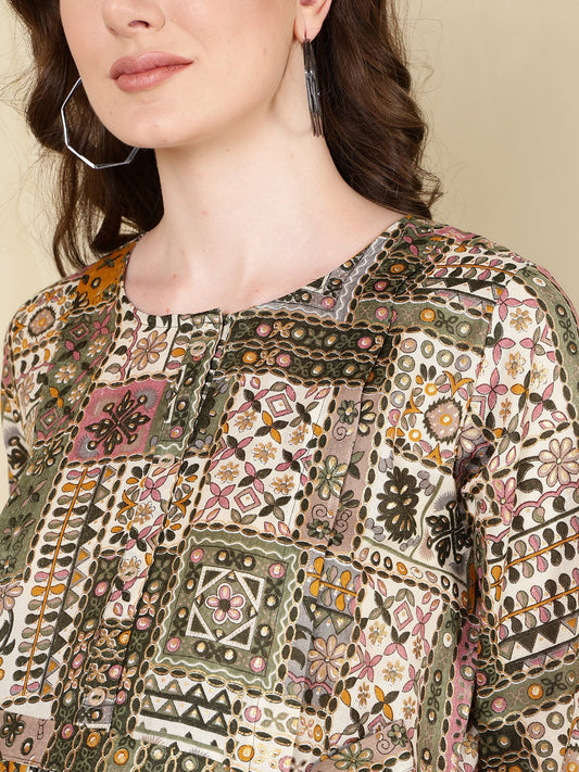 Women Multi Printed Flared Maternity Dress | LASVINI - Redefining Indian Fashion with Elegance