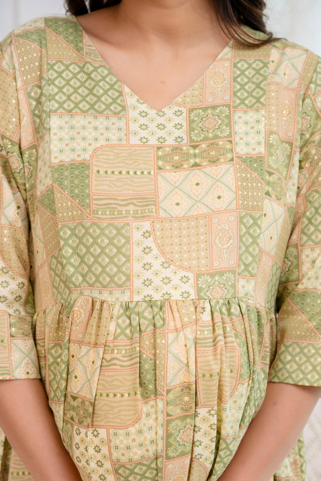 Fab Green Printed Maternity Dress For Women | LASVINI - Redefining Indian Fashion with Elegance