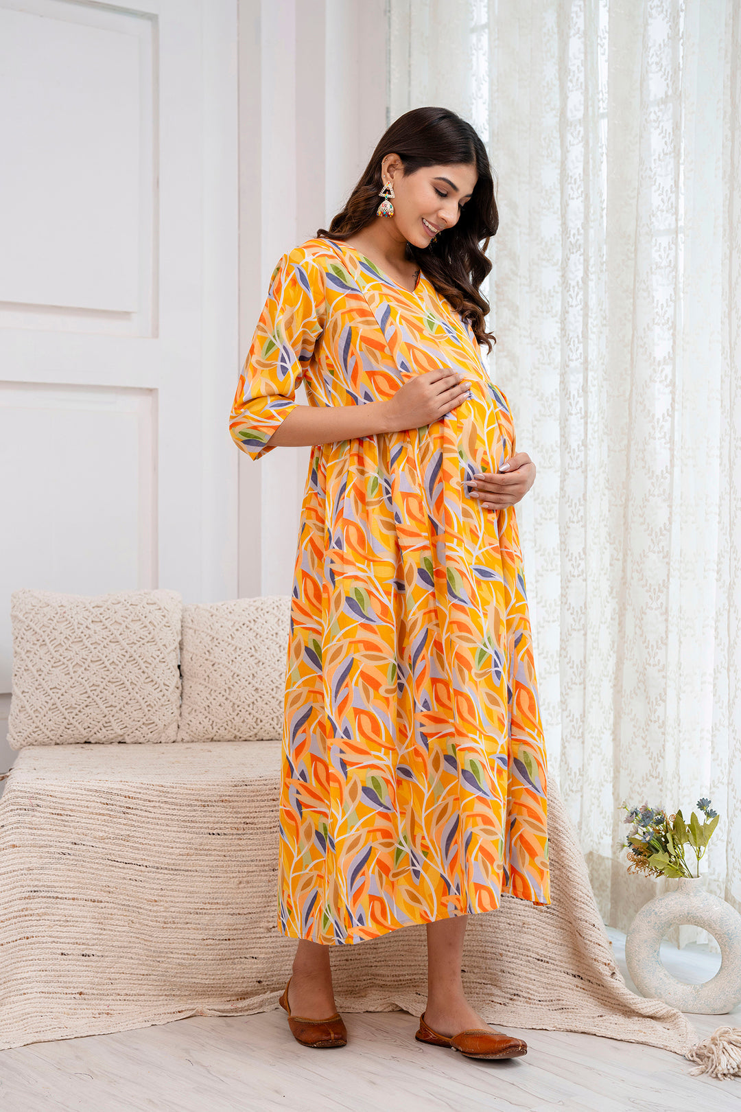 Fab Multicolor Printed Maternity Dress For Women | LASVINI - Redefining Indian Fashion with Elegance