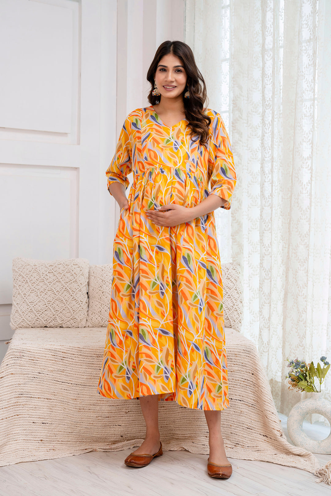 Fab Multicolor Printed Maternity Dress For Women | LASVINI - Redefining Indian Fashion with Elegance