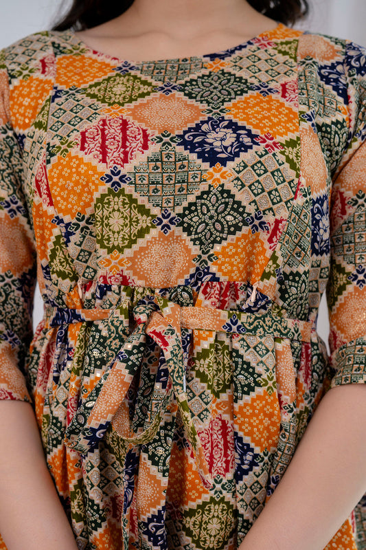 Multicolor Printed Maternity Dress For Women | LASVINI - Redefining Indian Fashion with Elegance