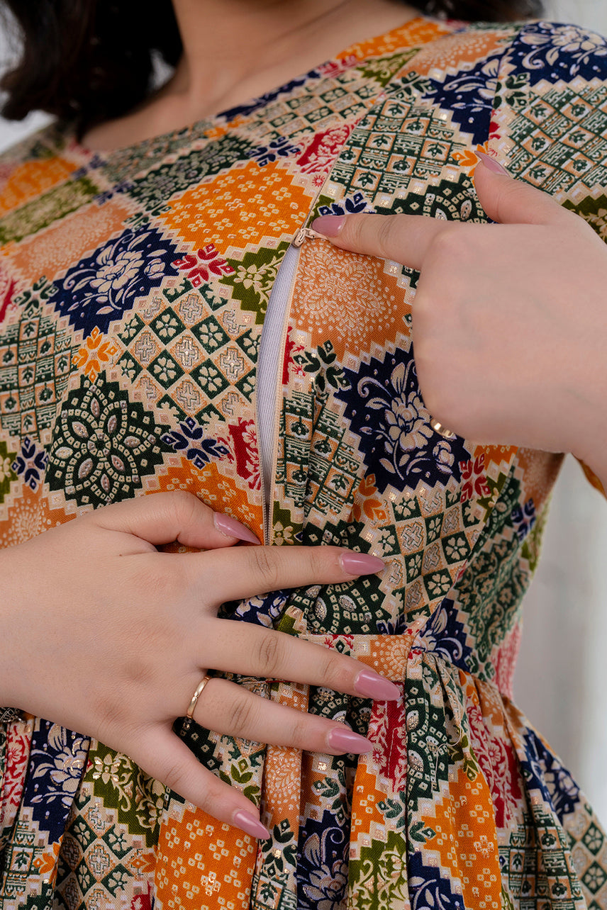 Multicolor Printed Maternity Dress For Women | LASVINI - Redefining Indian Fashion with Elegance
