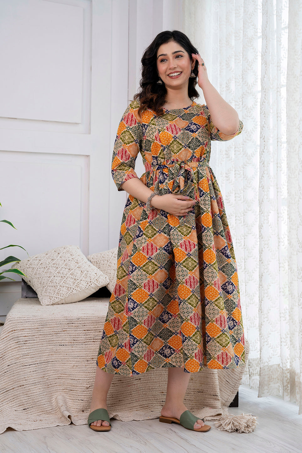 Multicolor Printed Maternity Dress For Women | LASVINI - Redefining Indian Fashion with Elegance