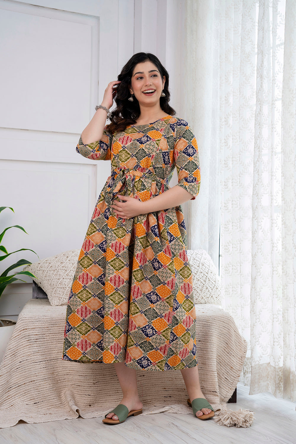 Multicolor Printed Maternity Dress For Women | LASVINI - Redefining Indian Fashion with Elegance
