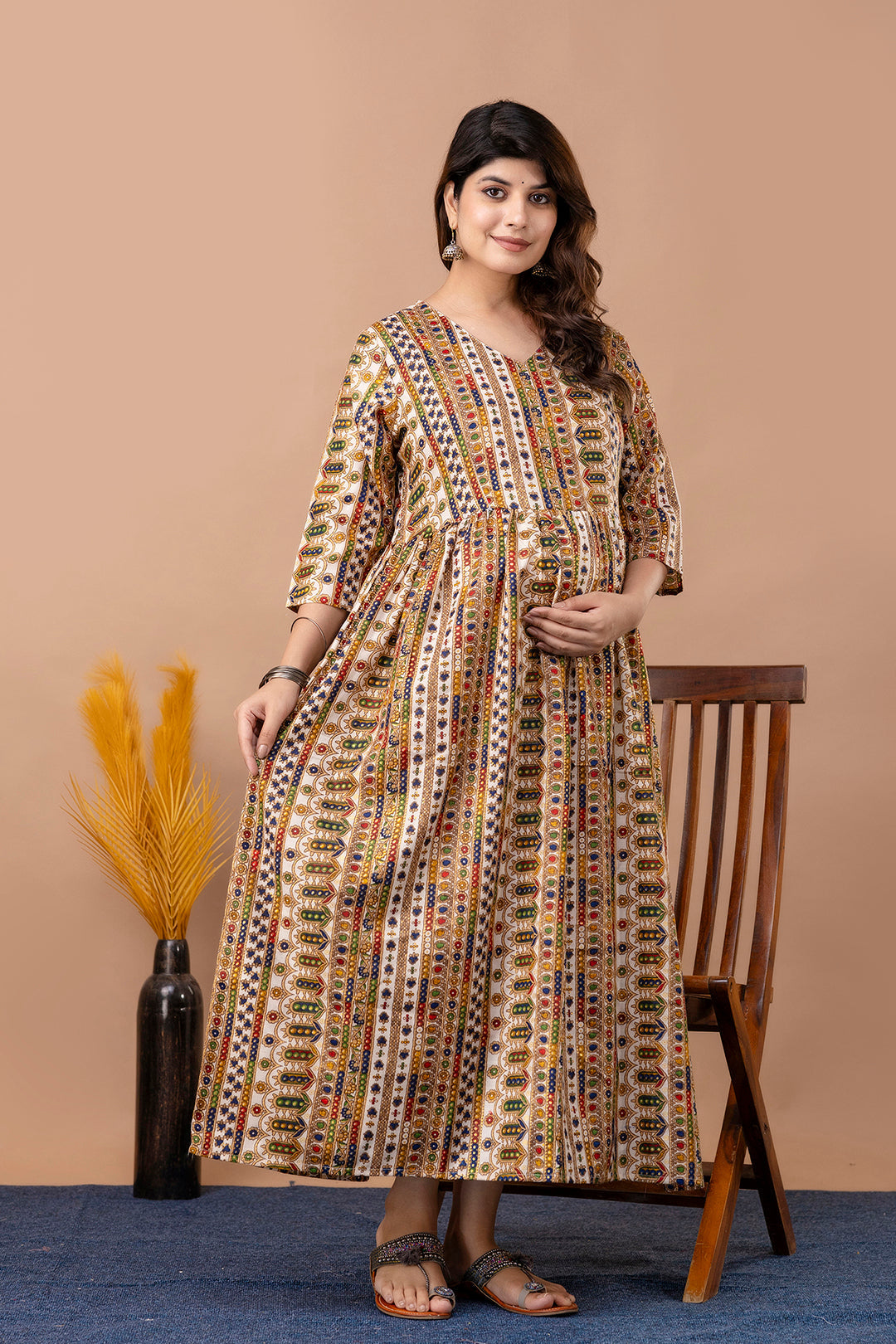 Fab Multi Printed Maternity Dress For Women | LASVINI - Redefining Indian Fashion with Elegance