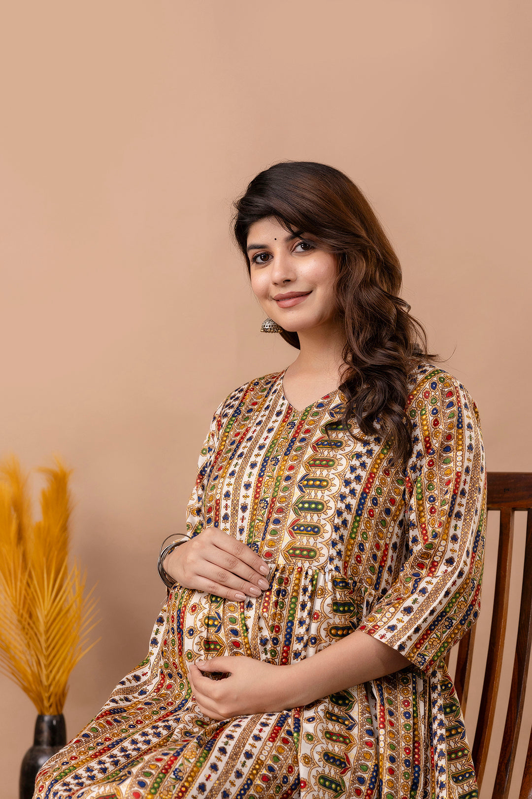 Fab Multi Printed Maternity Dress For Women | LASVINI - Redefining Indian Fashion with Elegance