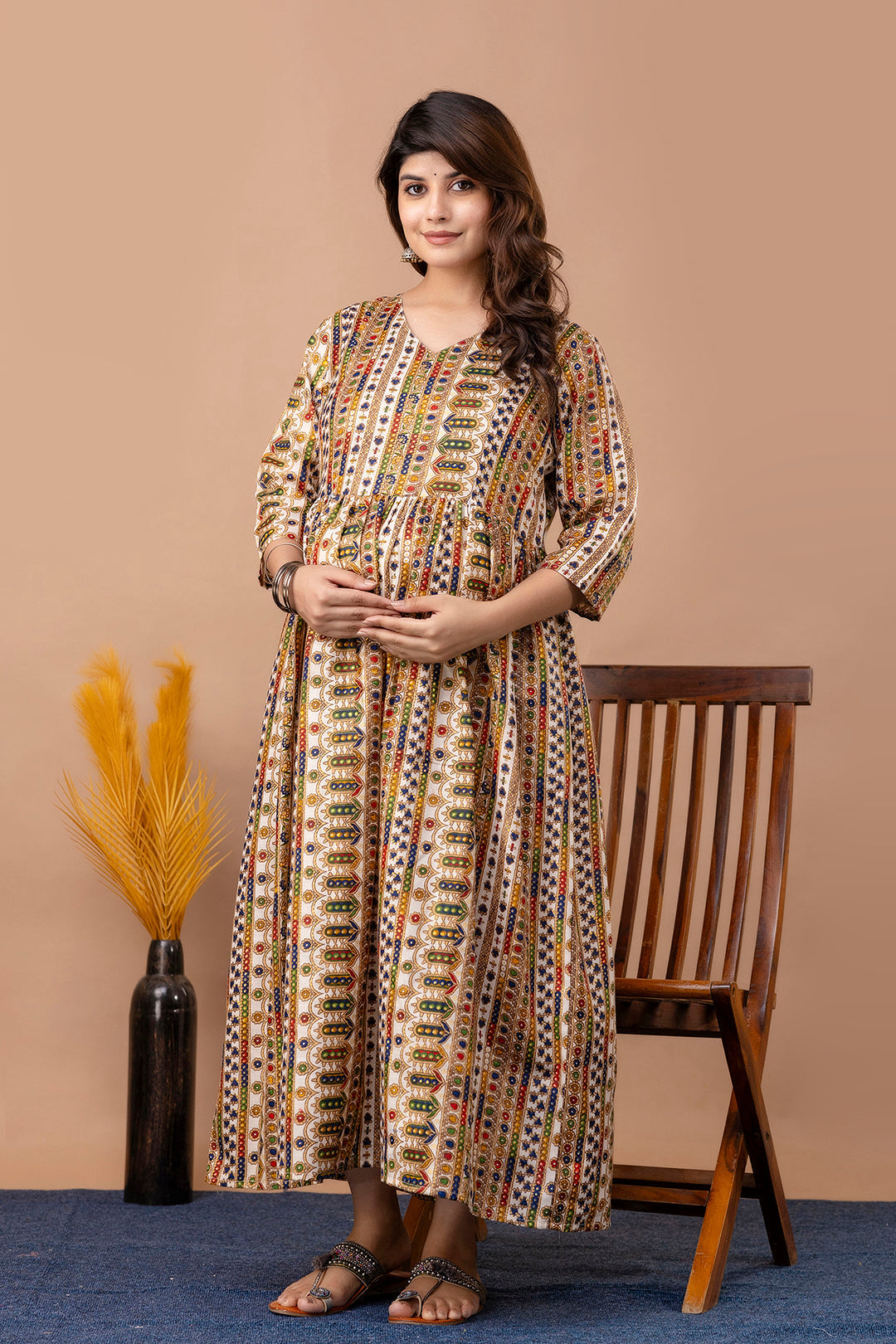 Fab Multi Printed Maternity Dress For Women | LASVINI - Redefining Indian Fashion with Elegance