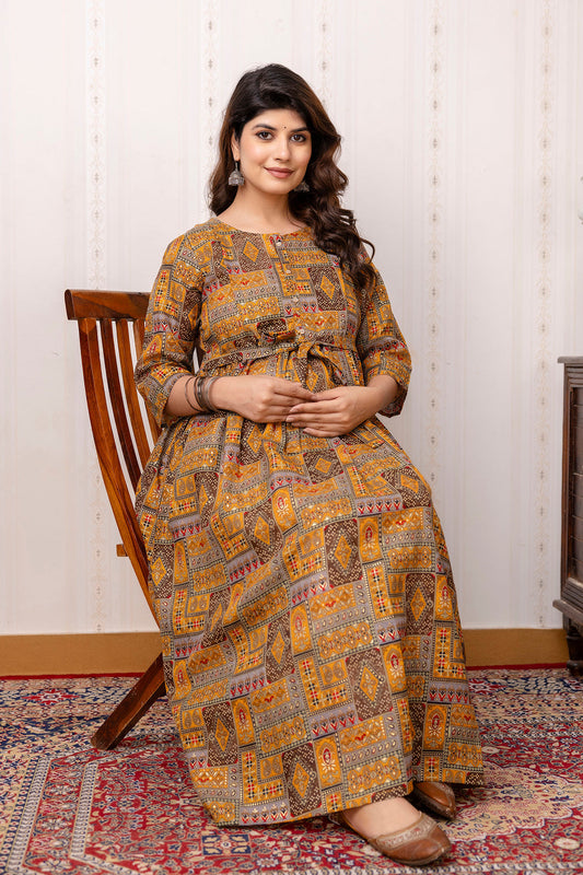 Fab Multi Printed Maternity Dress For Women | LASVINI - Redefining Indian Fashion with Elegance