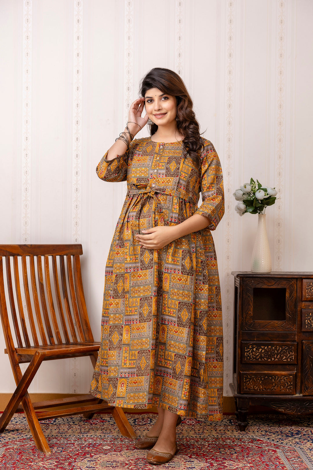 Fab Multi Printed Maternity Dress For Women | LASVINI - Redefining Indian Fashion with Elegance