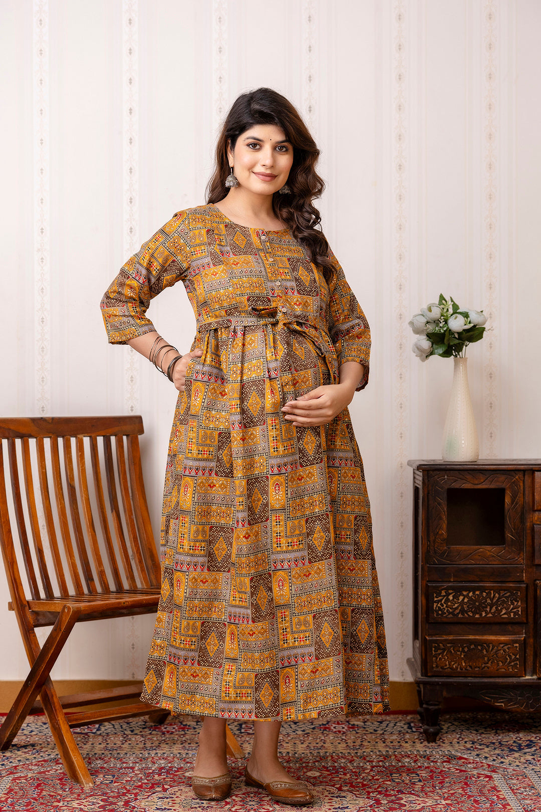 Fab Multi Printed Maternity Dress For Women | LASVINI - Redefining Indian Fashion with Elegance