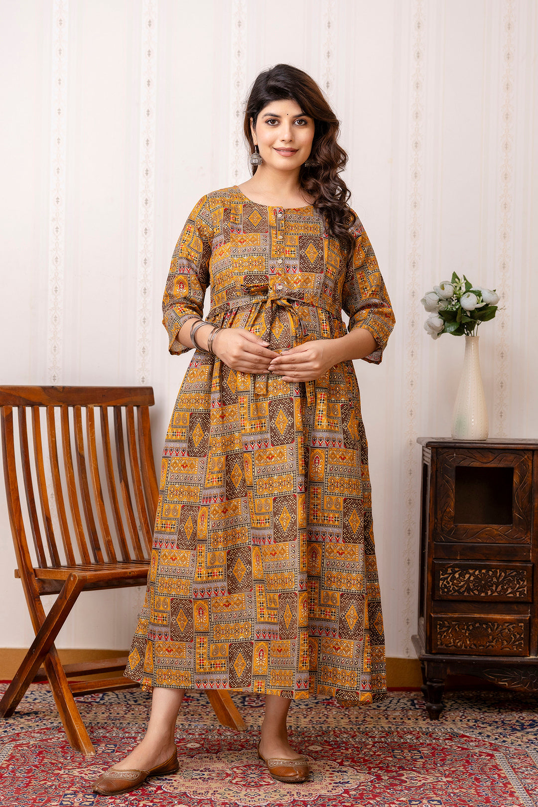 Fab Multi Printed Maternity Dress For Women | LASVINI - Redefining Indian Fashion with Elegance