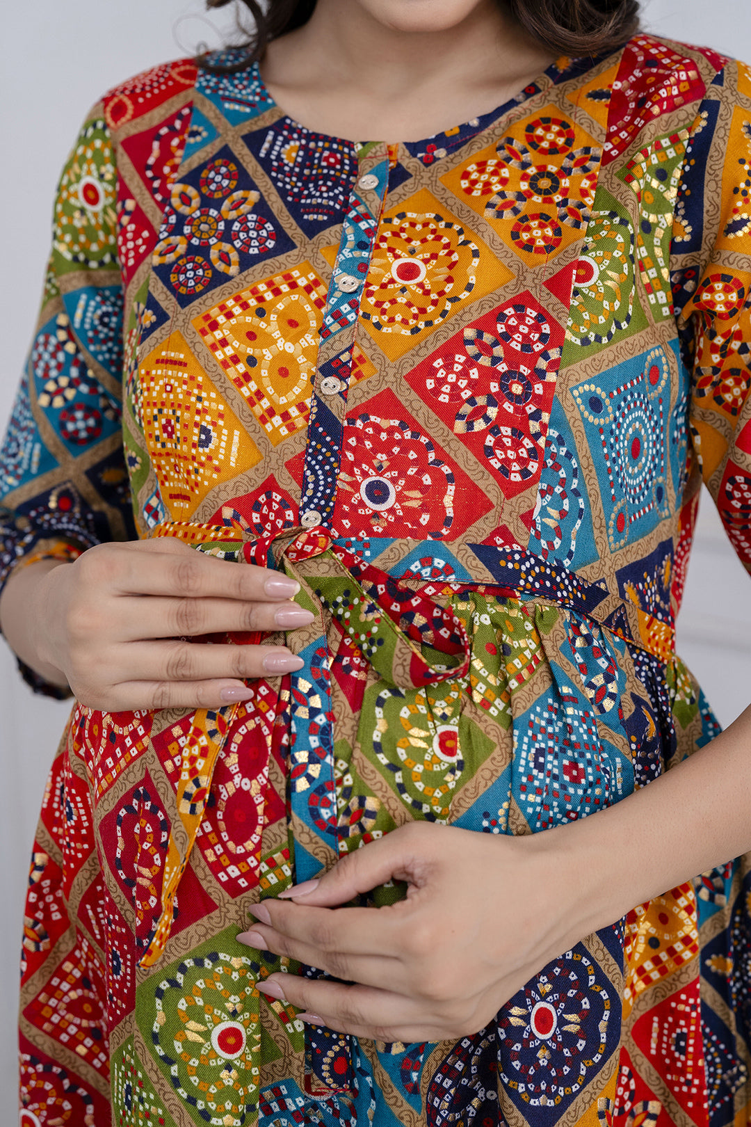 Fab Multi Printed Maternity Dress For Women | LASVINI - Redefining Indian Fashion with Elegance