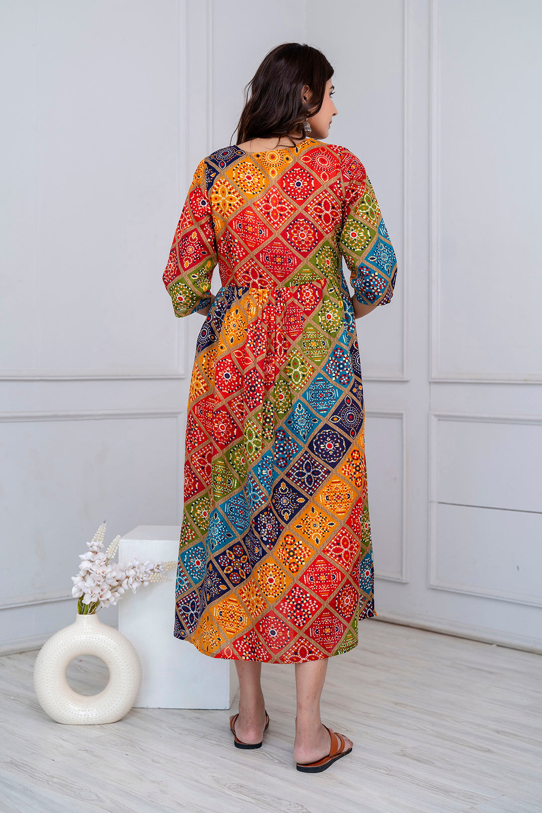 Fab Multi Printed Maternity Dress For Women | LASVINI - Redefining Indian Fashion with Elegance